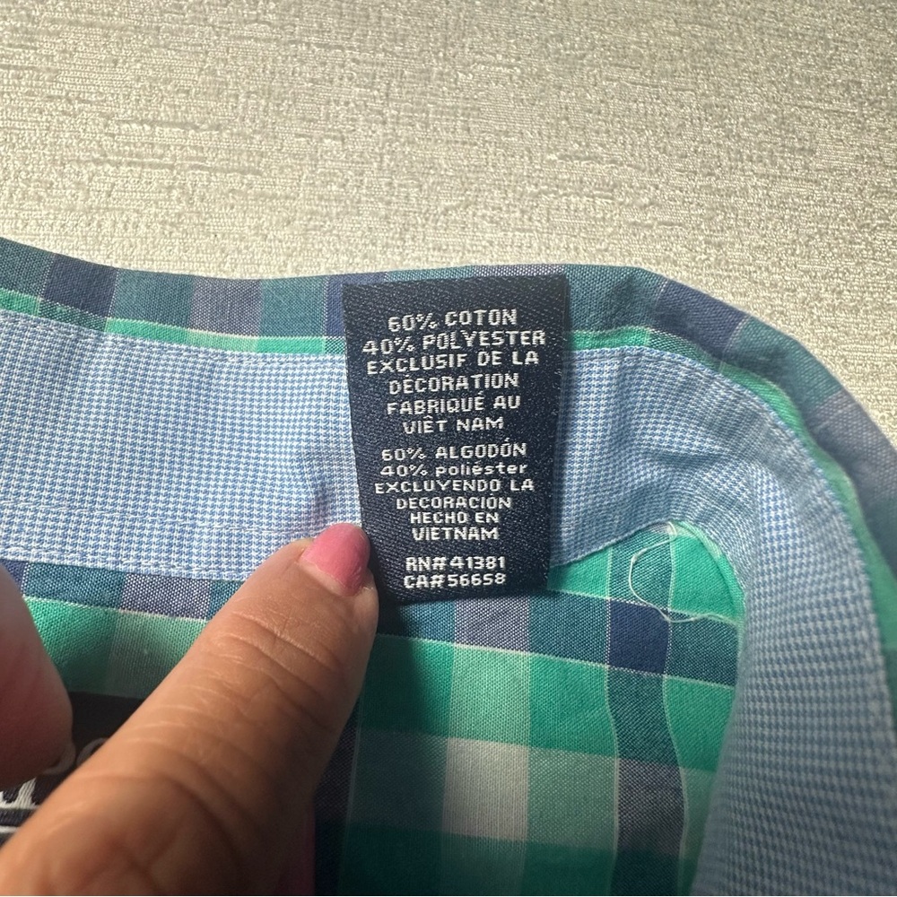 Chaps Easy Care Men's Blue and Green Checkered Shirt 3XL - Picture 4 of 14